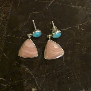 Elegant Pink and Turquoise Earrings
